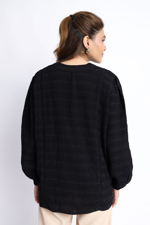 The Black Textured Blouse